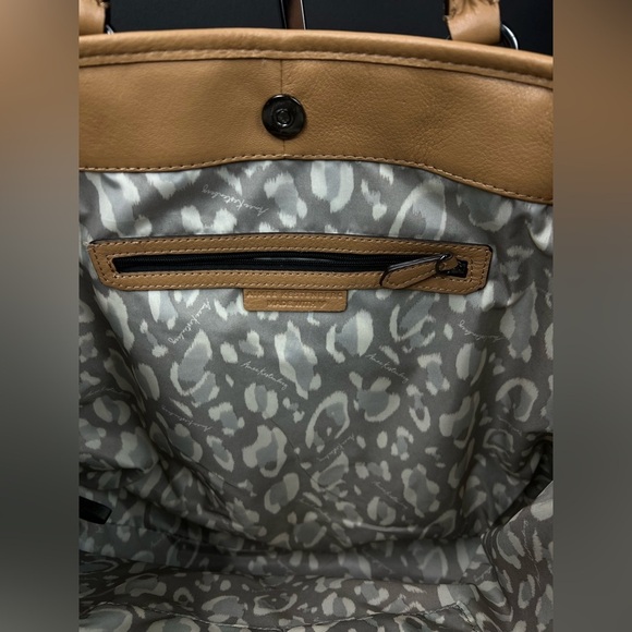Aimee Kestenberg Tan Leather Tote Bag 15 x 12 x 5"Front Pocket Mag Closure NEW - Picture 8 of 15